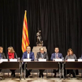 Reunió entre el Govern de la Generalitat i les empreses i administracions relacionades amb el Mobile World Congress després de la cancel·lació, a Barcelona. Pau Venteo | Europa Press