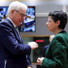 La ministra de Exteriores española, Arancha González Laya, junto a su homólogo alemán. / EFE