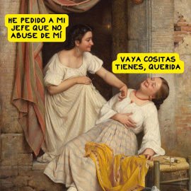 Un meme realizado por la autora a partir de la obra "Dos chicas sonrientes" de Carlos Bloch