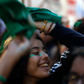 Activistas participan en una marcha convocada por el movimiento 'Ni una menos' contra la violencia de género en Buenos Aires. Emiliano Lasalvia / AFP