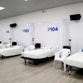 29/03/2020.- Fotografía facilitada por el Ayuntamiento de Barcelona que muestra la extensión del Hospital Universitario Vall d'Hebron. / EFE