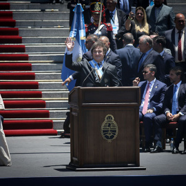 Javier Milei en el acto de toma de posesión de la Presidencia argentia, en Buenos Aires.-Florencia Downes / Télam / EP