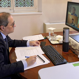 El president de la Generalitat, Quim Torra, encapçalant la reunió setmanal del Consell Executiu. Fotografies: Generalitat de Catalunya.