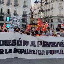 Los manifestantes, en la Puerta del Sol.- PÚBLICO