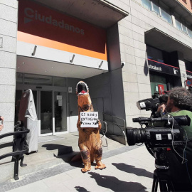 Un 'dinosaurio', en la sede de 'Ciudadanos'.- MARTA MONFORTE