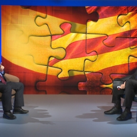 El primer secretari del PSC, Miquel Iceta, en entrevista amb el director de 'Televisió de Catalunya'. CCMA