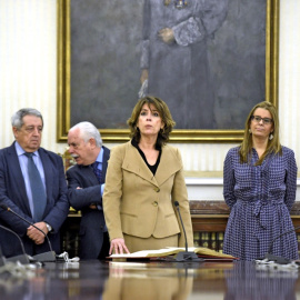 Dolores Delgado presidiendo su primero consejo fiscal como fiscal general del Estado. Óscar Cañas / Europa Press / Archivo