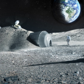 Las futuras bases lunares se podrían construir con impresoras 3D que mezclen materiales como el regolito lunar, el agua y la orina de los y las astronautas. / ESA, Foster and Partners