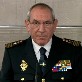 el director adjunto operativo (DAO) de la Policía Nacional, el comisario principal José Ángel González, durante la rueda de prensa ofrecida este lunes por el Gobierno para informar de la evolución de la pandemia del Coranovirus
