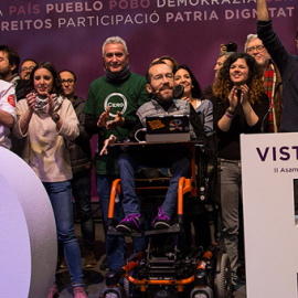 Pablo Echenique, en la asamblea de Podemos en Vistalegre. / JAIRO VARGAS