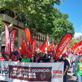 Cabecera de la manifestación de CCOO y UGT del 1 de mayo en Palma. - EUROPA PRESS