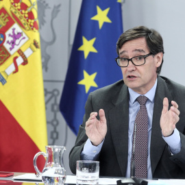 El ministro de Sanidad, Salvador Illa, en una rueda de prensa posterior al Consejo de Ministros, en el Palacio de la Moncloa. E.P./Eduardo Parra