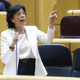 La ministra de Educación, Isabel Celaá, durante su intervención en la sesión de control al Gobierno en el Senado. E.P./Pool