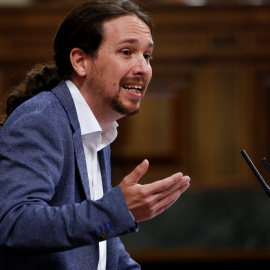Pablo Iglesias durante su intervención en el debate de moción de censura a Rajoy. REUTERS/Juan Medina