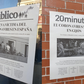 Imagen de dos de las portadas pegadas en las calles de Madrid | Cedida