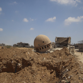Un edificio derribado en Gaza por las fuerzas armadas israelís.- Europa Press