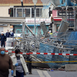 Caída de un andamio en la obra de un edifico junto al mercado de El Carmen de Málaga. EUROPA PRESS.