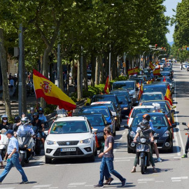La manifestació de VOX a Barcelona, aquest dissabte. EFE/Alejandro García