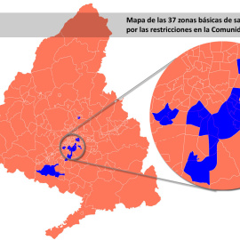 Estas son las zonas básicas de Madrid afectadas por las restricciones. / COMUNIDAD DE MADRID - PÚBLICO