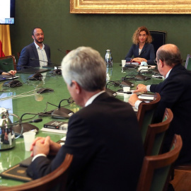 La presidenta del Congreso de los Diputados, Meritxell Batet, preside una reunión de la Mesa de la Cámara. E.P./Pool