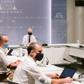 El lehendakari en funciones Iñigo Urkullu preside la comisión de seguimiento de la covid-19. - EFE/ Jon Rodriguez Bilbao