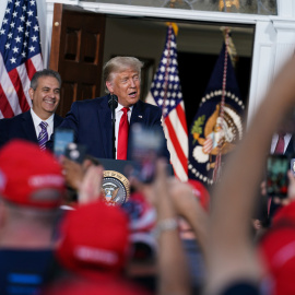 El presidente de Estados Unidos, Donald Trump, durante un evento de la Policía de Nueva York. - REUTERS
