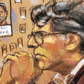 Keith Raniere, en un dibujo durante el juicio. REUTERS