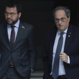 El presidente de la Generalitat, Quim Torra, y el vicepresidente y conseller de Economía, Pere Aragonès. - EFE