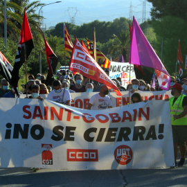 Una manifestación de trabajadores de Saint-Gobain. Àlex Recolons / ACN