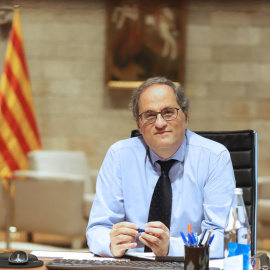 El president del Govern, Quim Torra, reunit pel seguiment de la Covid-19 a Catalunya al Palau de la Generalitat. Rubén Moreno | Govern | ACN