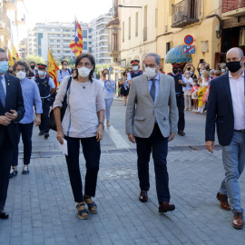 El president Quim Torra a la seva arribada al mercat del llibre infantil Encontats a Balaguer. ANNA BERGA / ACN