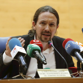 El vicepresidente Pablo Iglesias durante su internvención en la conferencia de la Universidad Complutense "Reaccionarismo y fascismo en el Siglo XXI"./(EFE) Javier Lizón