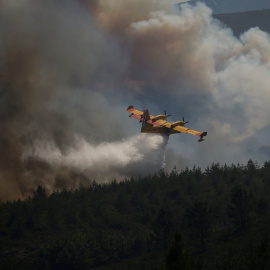 Un avión de bomberos trata de sofocar el incendio en Portugal REUTERS/Rafael Marchante