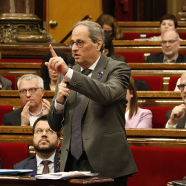 Torra durante la sesión de control del Parlament./ ACN - Gerard Artigas