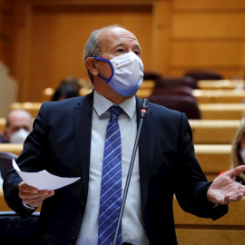 MADRID, 22/09/2020.- El ministro de Justicia, Juan Carlos Campo, durante su intervención en la sesión de control al Gobierno, esta tarde en el pleno del Senado, en Madrid. EFE/ Chema Moya