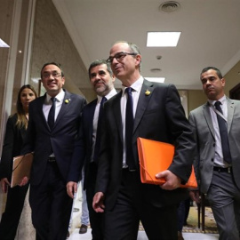 Jordi Sànchez, Josep Rull y Jordi Turull, a su llegada al Congreso. - EUROPA PRESS