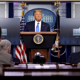 El presidente de Estados Unidos, Donald J. Trump, habla durante una rueda de prensa en la Casa Blanca. EFE / EPA / Yuri Gripas / POOL
