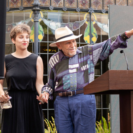Hermann Bonnín al nomenament com a Membre d'Honor de l'Acadèmia del Cinema Català acompanyat de la seva filla Nausica, també coneguda actriu catalana.