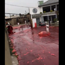 Captura de pantalla de una de lo vídeos del derramamiento que han circulado por Twitter.