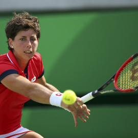 Carla Suárez, durante su encuentro contra la estadounidense Madison Keys. /REUTERS