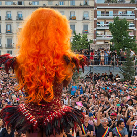 Plaza de Pedro Zerolo durante el pregón del año pasado. WorldPrideMadrid2017