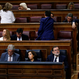 El Partido Popular escucha durante el discurso de Pablo Iglesias en la moción de censura. REUTERS/Juan Medina.