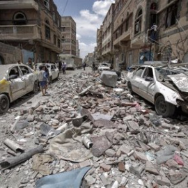 Bombardeo de la coalición saudí en Saná / EP
