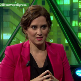 Isabel Ayuso durante la entrevista en el programa La Sexta Noche.