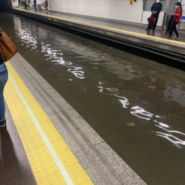 Inundaciones en el Metro de Madrid. / Twitter