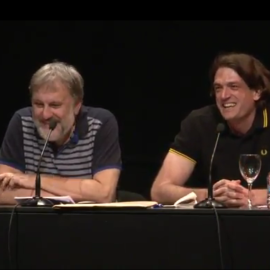 Slavoj Zizek durante la conferencia de este miércoles en el Circulo de Bellas Artes de Madrid