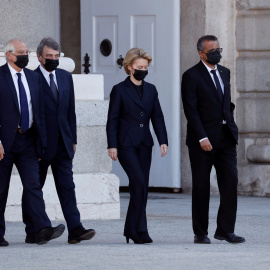 Josep Borrel, David Sassoli, Ursula von der Leyen y Tedros Adhanom Ghebreyesus. EFE/Ballesteros/POOL