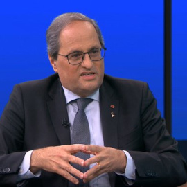 El president Quim Torra durant l'entrevista al paltó de Televisió de Catalunya.TV3