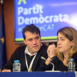 Los coordinadores generales del PDeCat, David Bonvehí y Marta Pascal durante el Consejo Nacional del PDeCat. EFE/Marta Pérez