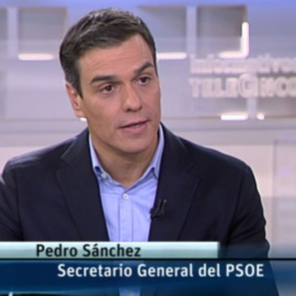 El líder del PSOE, Pedro Sánchez, durante su entrevista en Telecinco.